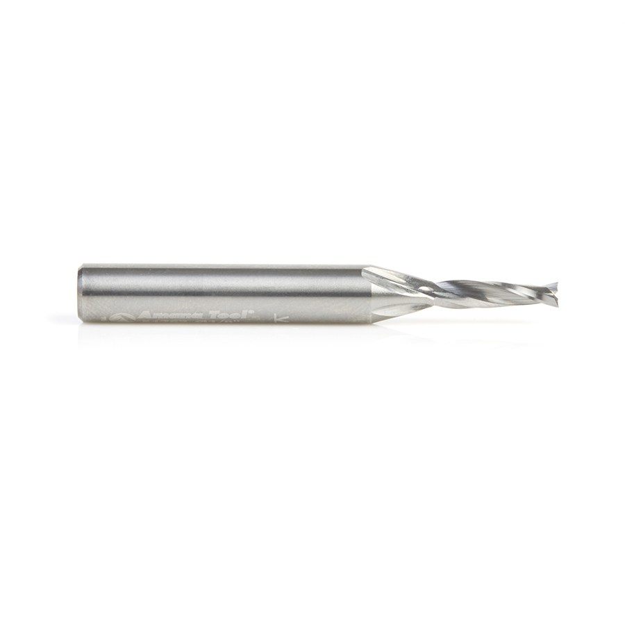 Amana 51762 Solid Carbide CNC Spiral Double 'O' Flute, Plastic Cutting 1/8 Dia x 1/2 x 1/4 Shank x 2 Inch Long Up-Cut Router Bit