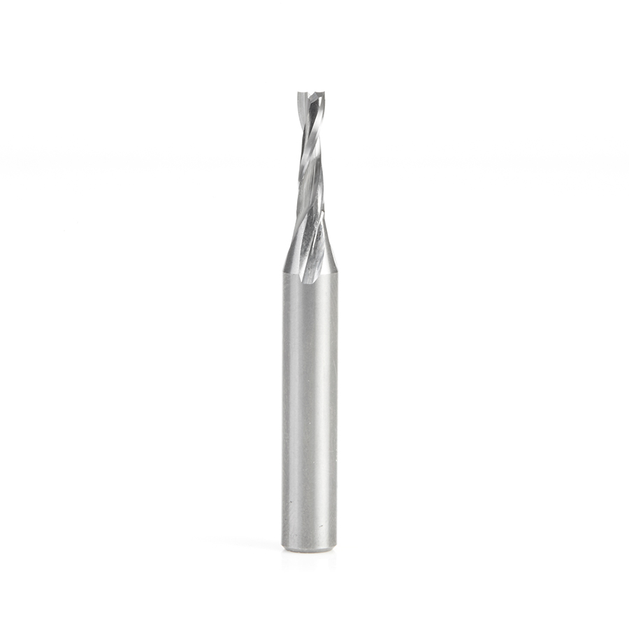Amana 51762 Solid Carbide CNC Spiral Double 'O' Flute, Plastic Cutting 1/8 Dia x 1/2 x 1/4 Shank x 2 Inch Long Up-Cut Router Bit