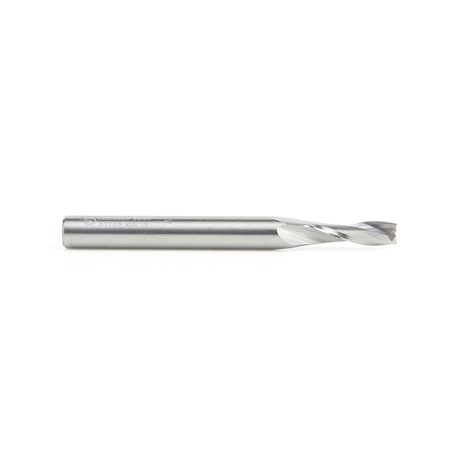 Amana 51763 Solid Carbide CNC Spiral Double 'O' Flute, Plastic Cutting 3/16 Dia x 5/8 x 1/4 Shank x 2-1/2 Inch Long Up-Cut Router Bit