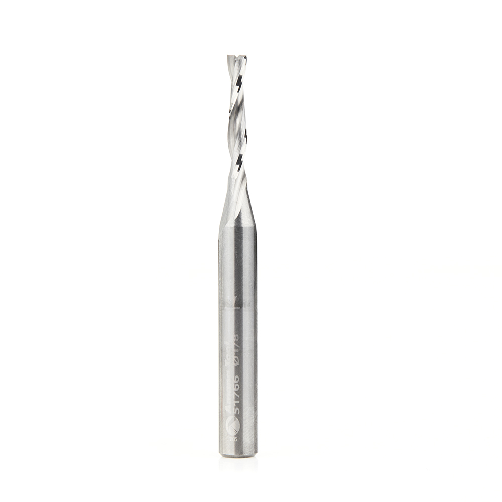Amana 51766 Solid Carbide CNC Spiral Double 'O' Flute, Plastic Cutting 1/8 Dia x 3/4 x 1/4 Shank x 2-1/2 Inch Long Up-Cut Router Bit