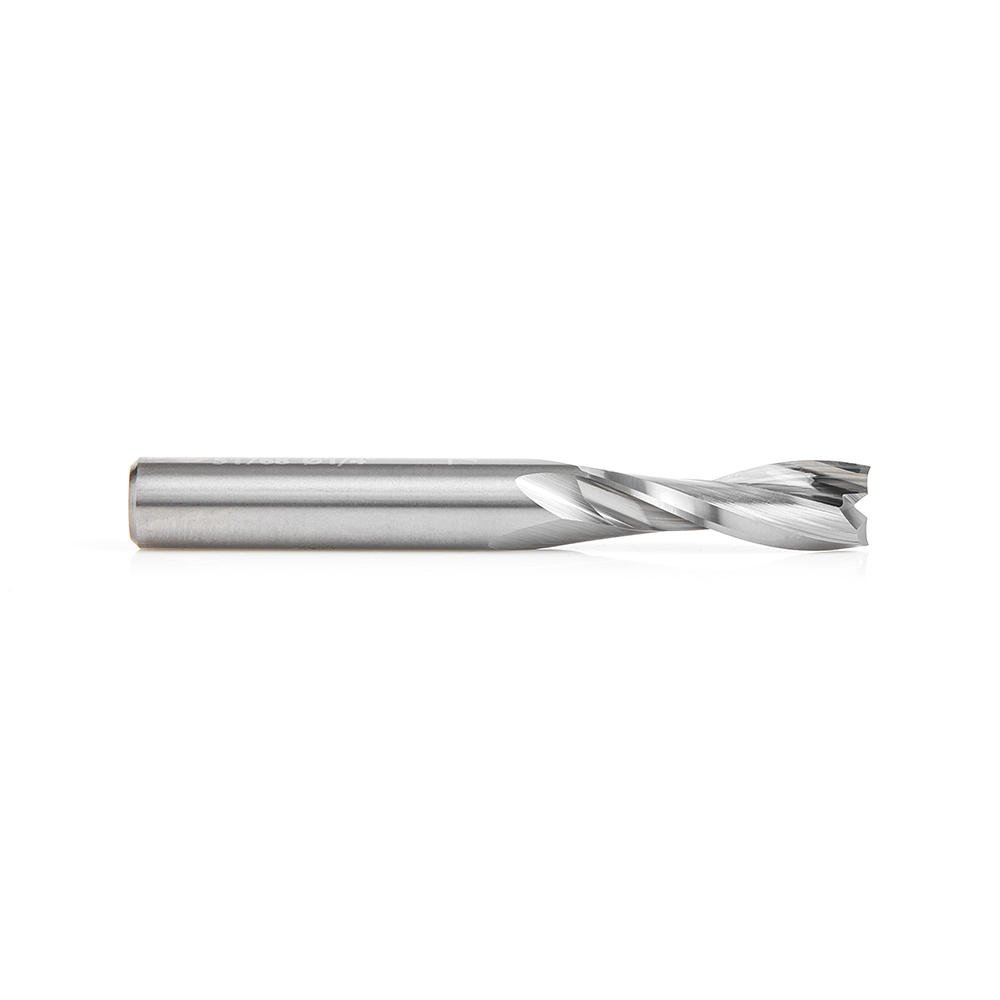 Amana 51768 Solid Carbide CNC Spiral Double 'O' Flute, Plastic Cutting 1/4 Dia x 3/4 x 1/4 Shank x 2 Inch Long Up-Cut Router Bit