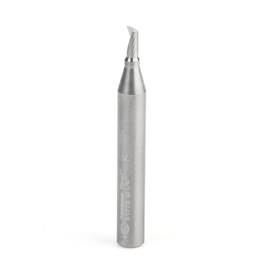 Amana 51772 Solid Carbide CNC Spiral 'O' Flute, Aluminum Cutting 1/8 Dia x 1/4 x 1/4 Shank Down-Cut