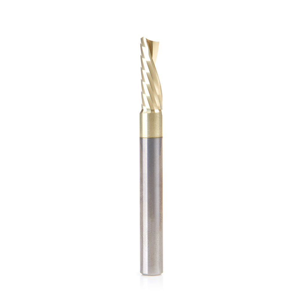 Amana 51775-Z Solid Carbide CNC Spiral 'O' Flute, Aluminum Cutting 1/4 Dia x 7/8 x 1/4 Shank Down-Cut ZrN Coated Router Bit