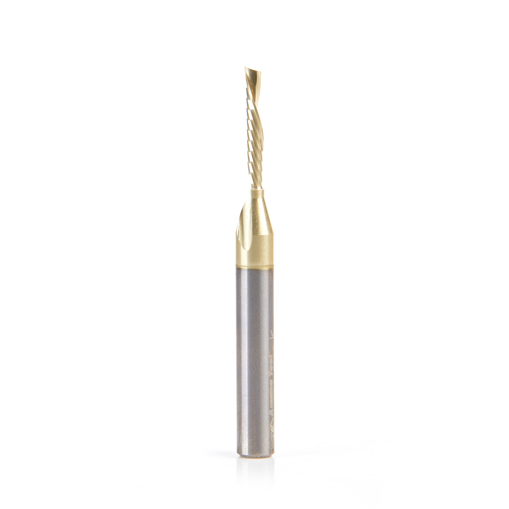 Amana 51778-Z Solid Carbide CNC Spiral 'O' Flute, Aluminum Cutting 1/8 Dia x 3/4 x 1/4 Shank Down-Cut ZrN Coated Router Bit