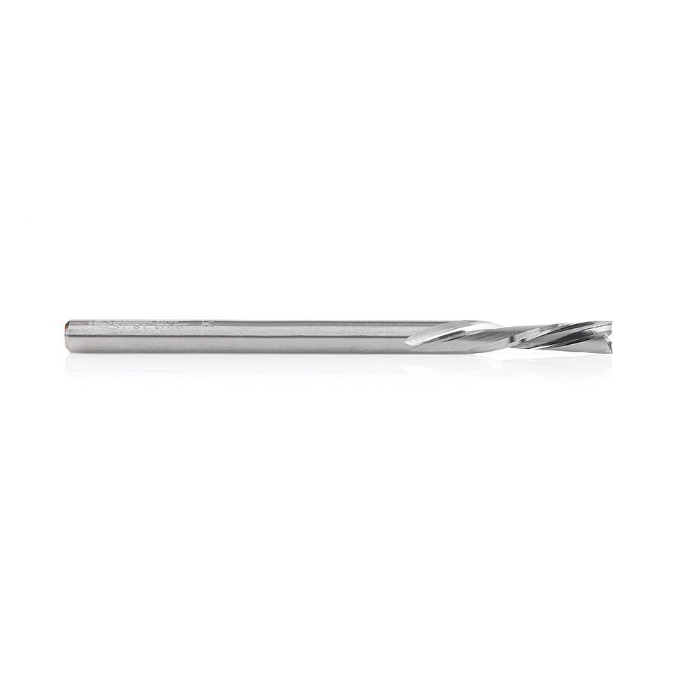 Amana 51781 Solid Carbide CNC Spiral Double 'O' Flute, Plastic Cutting 1/8 Dia x 1/2 x 1/8 Shank x 2 Inch Long Down-Cut Router Bit