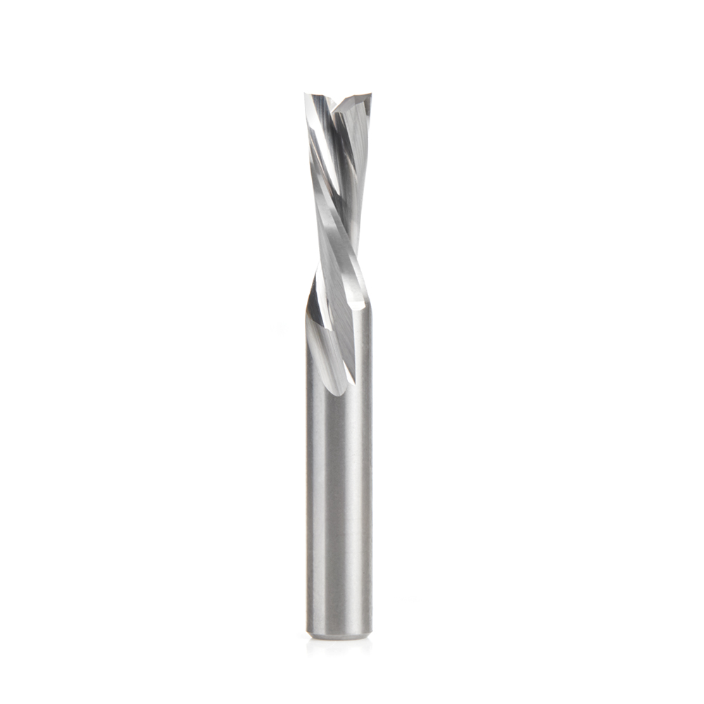 Amana 51784 Solid Carbide CNC Spiral Double 'O' Flute, Plastic Cutting 1/4 Dia x 3/4 x 1/4 Shank x 2 Inch Long Down-Cut Router Bit