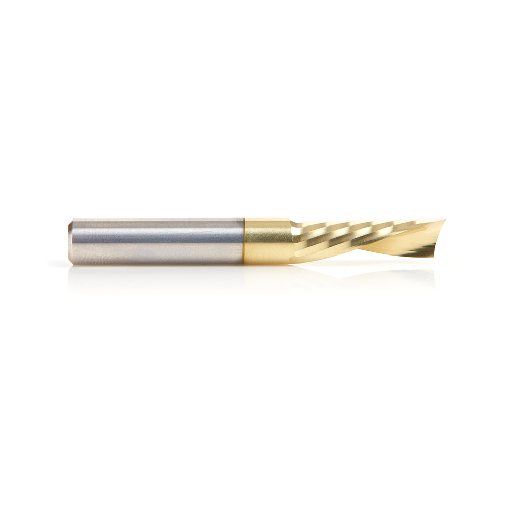 Amana 51786-Z Solid Carbide CNC Spiral 'O' Flute, Aluminum Cutting 1/4 Dia x 3/4 x 1/4 Shank Down-Cut ZrN Coated Router Bit
