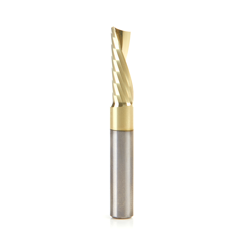 Amana 51786-Z Solid Carbide CNC Spiral 'O' Flute, Aluminum Cutting 1/4 Dia x 3/4 x 1/4 Shank Down-Cut ZrN Coated Router Bit