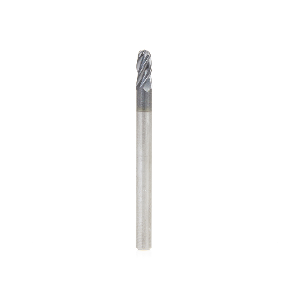Amana 51790 High Performance Solid Carbide CNC Steel, Stainless Steel & Composite Cutting Variable Helix Spiral Ball Nose with AlTiN Coating 4-Flute x 1/8 Dia x 1/4 x 1/8 Shank x 1-1/2 Inch Long Up-Cut Router Bit/End Mill