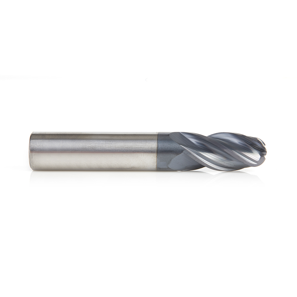 Amana 51804 High Performance Solid Carbide CNC Steel, Stainless Steel & Composite Cutting Variable Helix Spiral Ball Nose with AlTiN Coating 4-Flute x 1/2 Dia x 1 x 1/2 Shank x 3 Inch Long Up-Cut Router Bit/End Mill