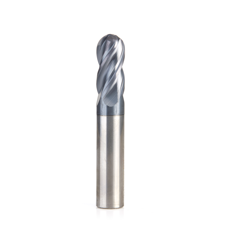 Amana 51804 High Performance Solid Carbide CNC Steel, Stainless Steel & Composite Cutting Variable Helix Spiral Ball Nose with AlTiN Coating 4-Flute x 1/2 Dia x 1 x 1/2 Shank x 3 Inch Long Up-Cut Router Bit/End Mill
