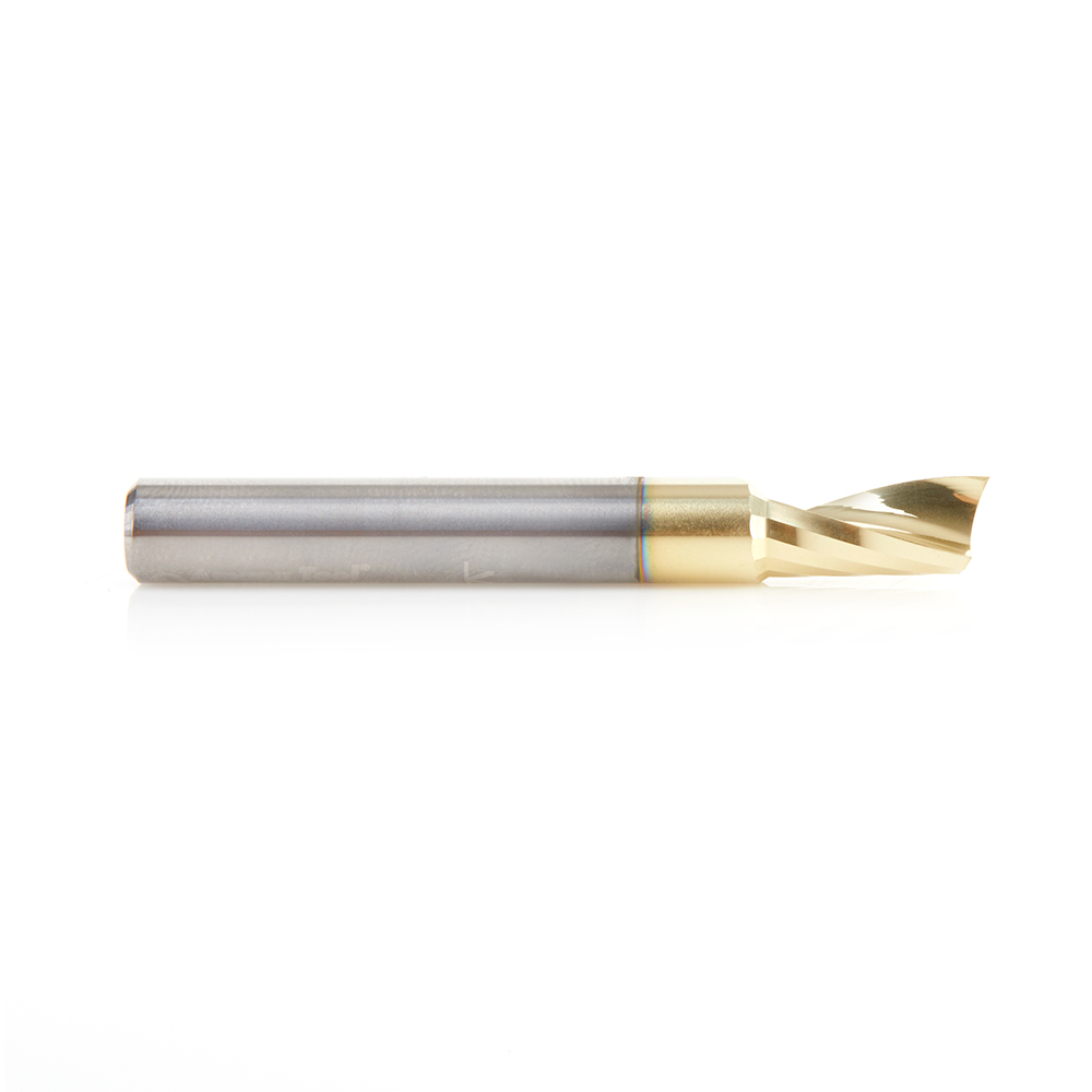 Amana 51810-Z Solid Carbide CNC Spiral 'O' Flute, Aluminum Cutting 1/4 Dia x 1/2 x 1/4 Shank Up-Cut ZrN Coated Router Bit