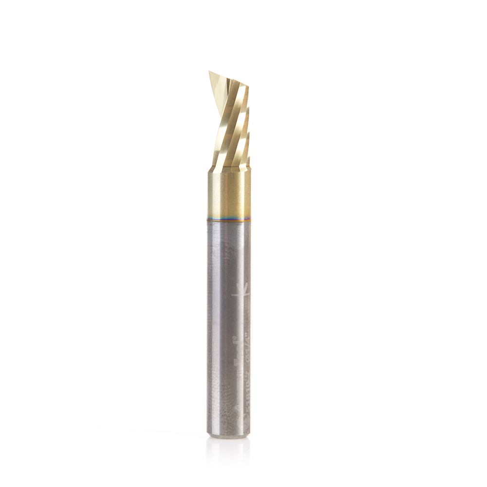 Amana 51810-Z Solid Carbide CNC Spiral 'O' Flute, Aluminum Cutting 1/4 Dia x 1/2 x 1/4 Shank Up-Cut ZrN Coated Router Bit