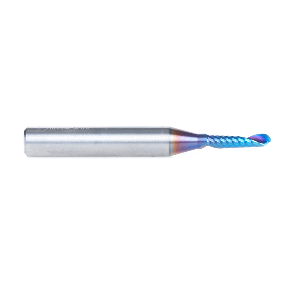 Amana 51815-K Solid Carbide CNC Spektra, Extreme Tool Life Coated Spiral €˜O€™ Flute Ball Nose, Plastic Cutting 1/16 Radius x 1/8 Dia x 1/2 x 1/4 Shank x 2 Inch Long Up-Cut Router Bit