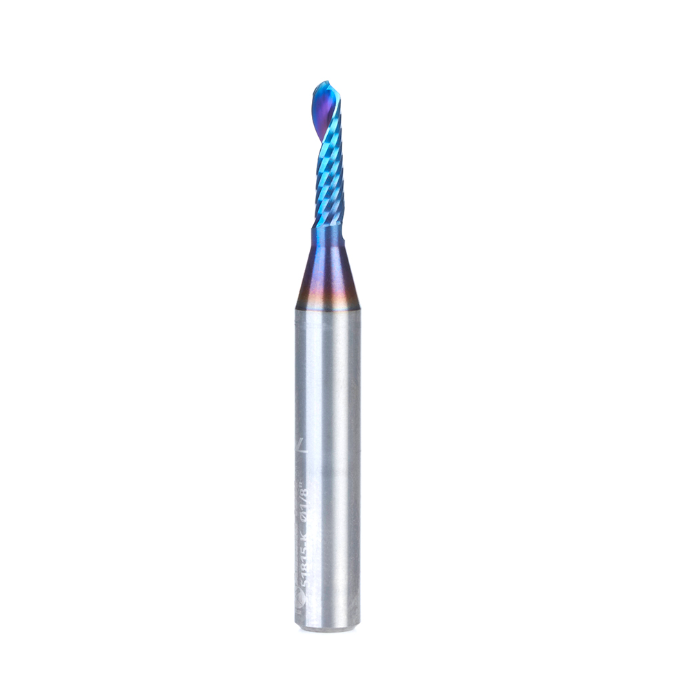 Amana 51815-K Solid Carbide CNC Spektra, Extreme Tool Life Coated Spiral €˜O€™ Flute Ball Nose, Plastic Cutting 1/16 Radius x 1/8 Dia x 1/2 x 1/4 Shank x 2 Inch Long Up-Cut Router Bit