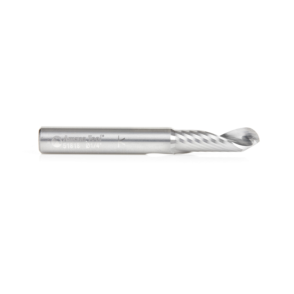Amana 51818 Solid Carbide CNC Spiral 'O' Flute Ball Nose, Plastic Cutting 1/4 Dia x 3/4 x 1/4 Shank Up-Cut Design Router Bit