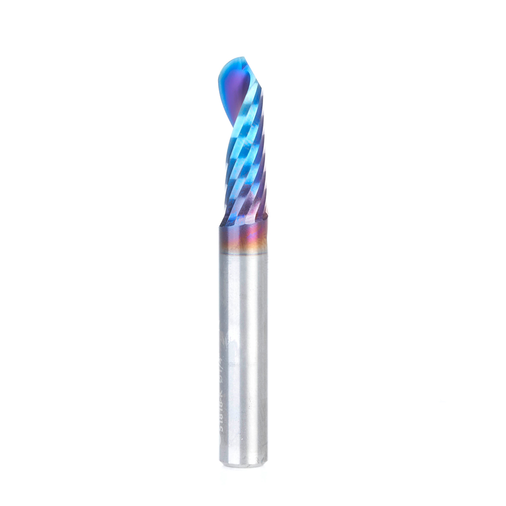 Amana 51818-K Solid Carbide CNC Spektra, Extreme Tool Life Coated Spiral €˜O€™ Flute Ball Nose, Plastic Cutting 1/8 Radius x 1/4 Dia x 3/4 x 1/4 Shank x 2 Inch Long Up-Cut Router Bit