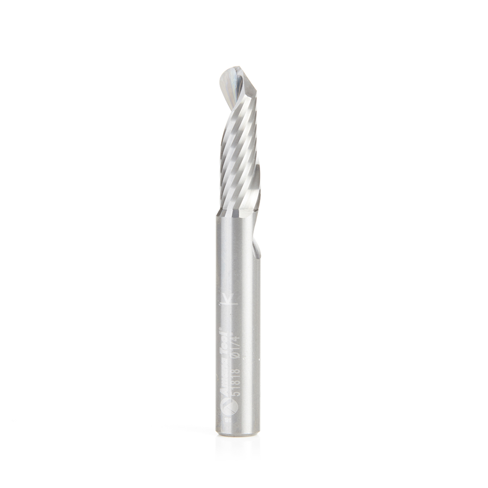 Amana 51818 Solid Carbide CNC Spiral 'O' Flute Ball Nose, Plastic Cutting 1/4 Dia x 3/4 x 1/4 Shank Up-Cut Design Router Bit
