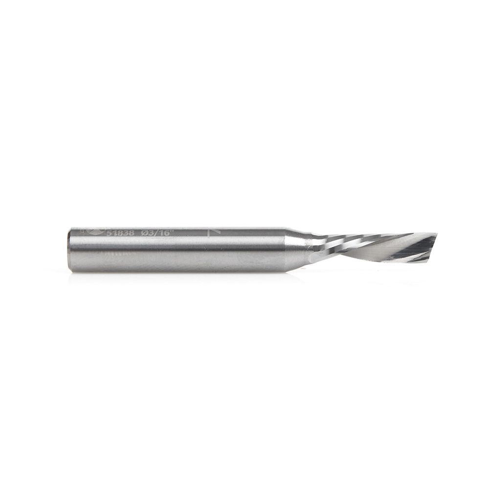 Amana 51838 Solid Carbide CNC Spiral 'O' Flute, Aluminum Cutting 3/16 Dia x 5/8 x 1/4 Inch Shank Down-Cut