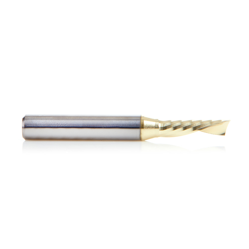 Amana 51838-Z Solid Carbide CNC Spiral 'O' Flute, Aluminum Cutting 3/16 Dia x 5/8 x 1/4 Shank Down-Cut ZrN Coated Router Bit