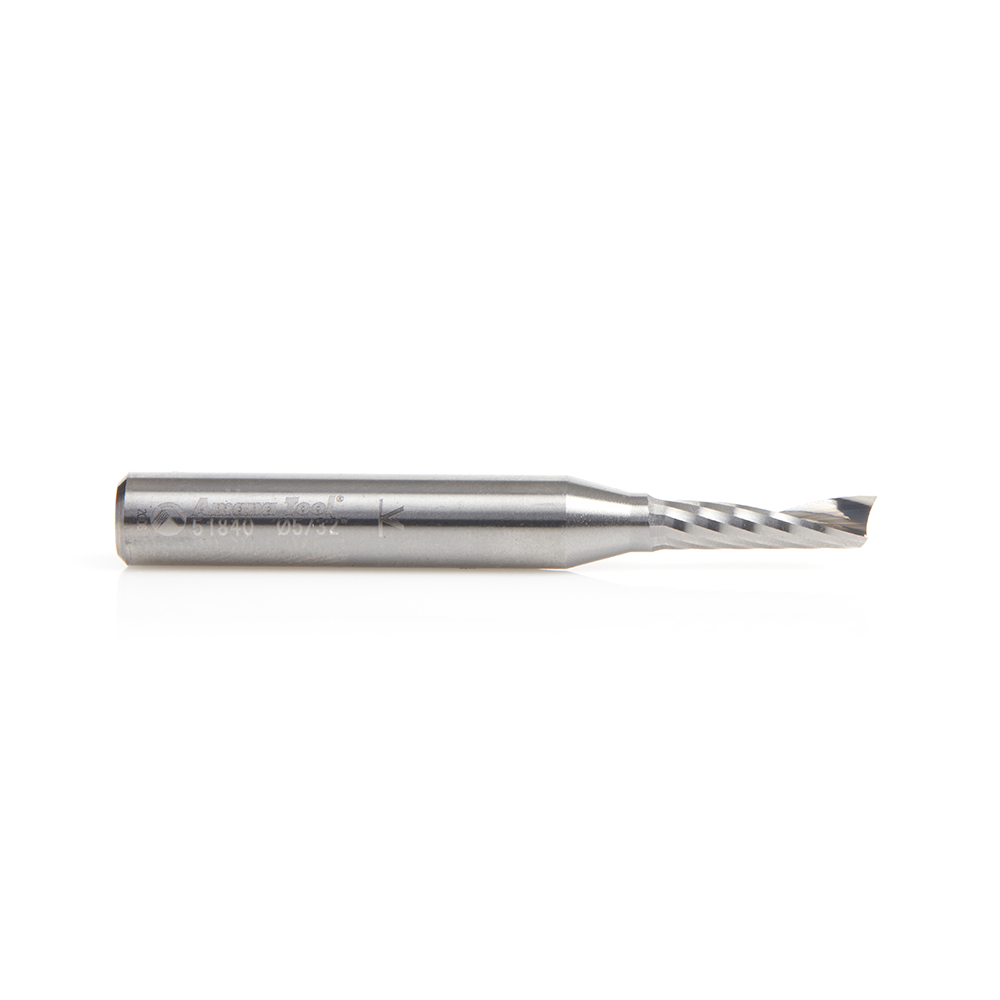Amana 51840 Solid Carbide CNC Spiral 'O' Single Flute, Aluminum Cutting 5/32 Dia x 9/16 x 1/4 Shank x 2 Inch Long Up-Cut Router Bit