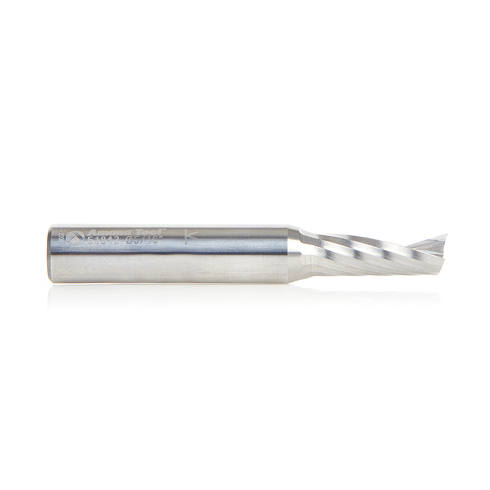 Amana 51842 Solid Carbide CNC Spiral 'O' Single Flute, Aluminum Cutting 5/16 Dia x 13/16 x 3/8 Shank x 2-1/2 Inch Long Up-Cut Router Bit