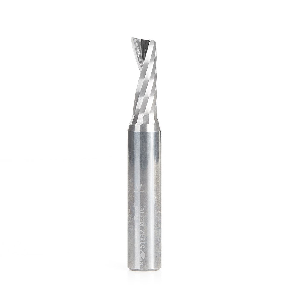 Amana 51842 Solid Carbide CNC Spiral 'O' Single Flute, Aluminum Cutting 5/16 Dia x 13/16 x 3/8 Shank x 2-1/2 Inch Long Up-Cut Router Bit