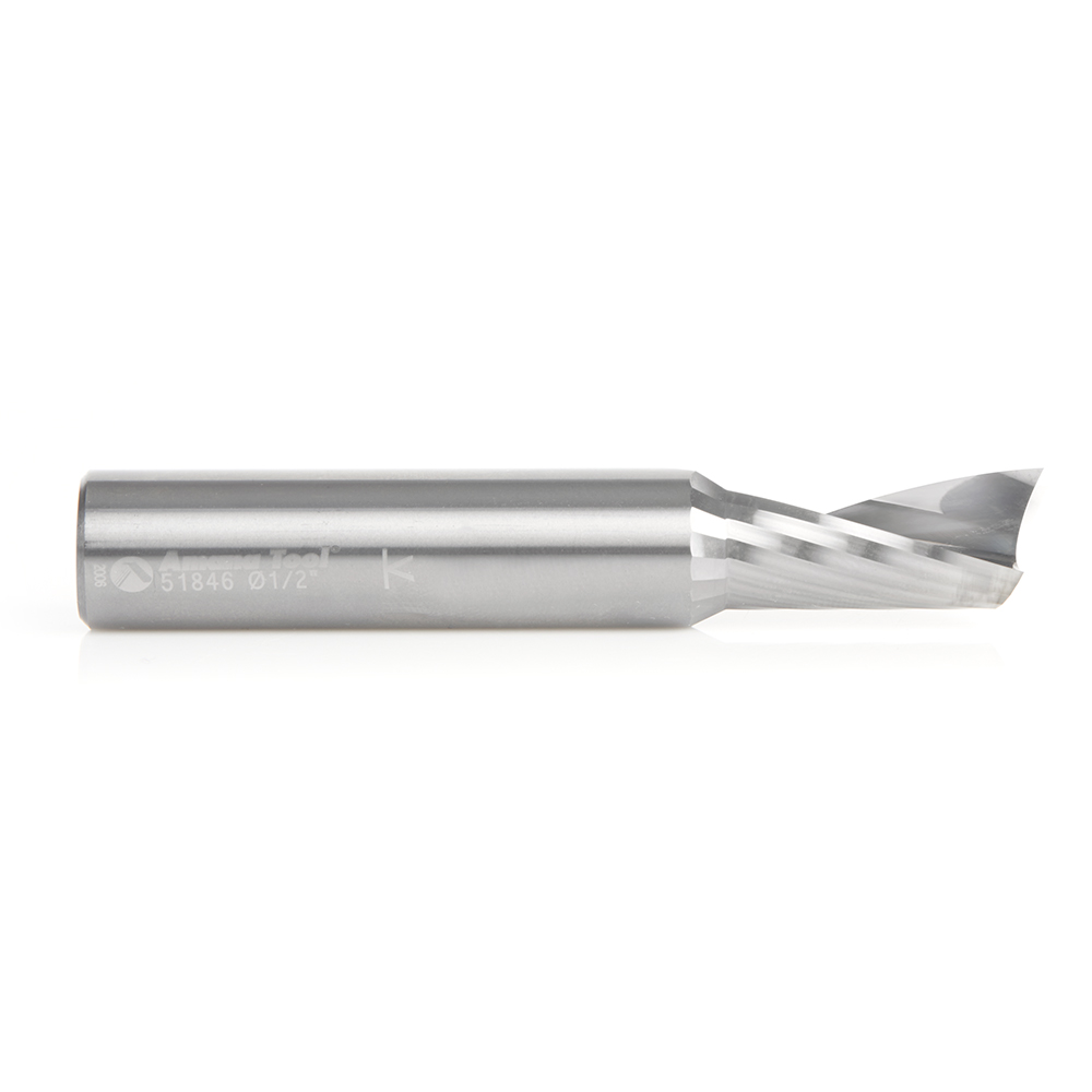 Amana 51846 Solid Carbide CNC Spiral 'O' Single Flute, Aluminum Cutting 1/2 Dia x 1 x 1/2 Shank x 3 Inch Long Up-Cut Router Bit