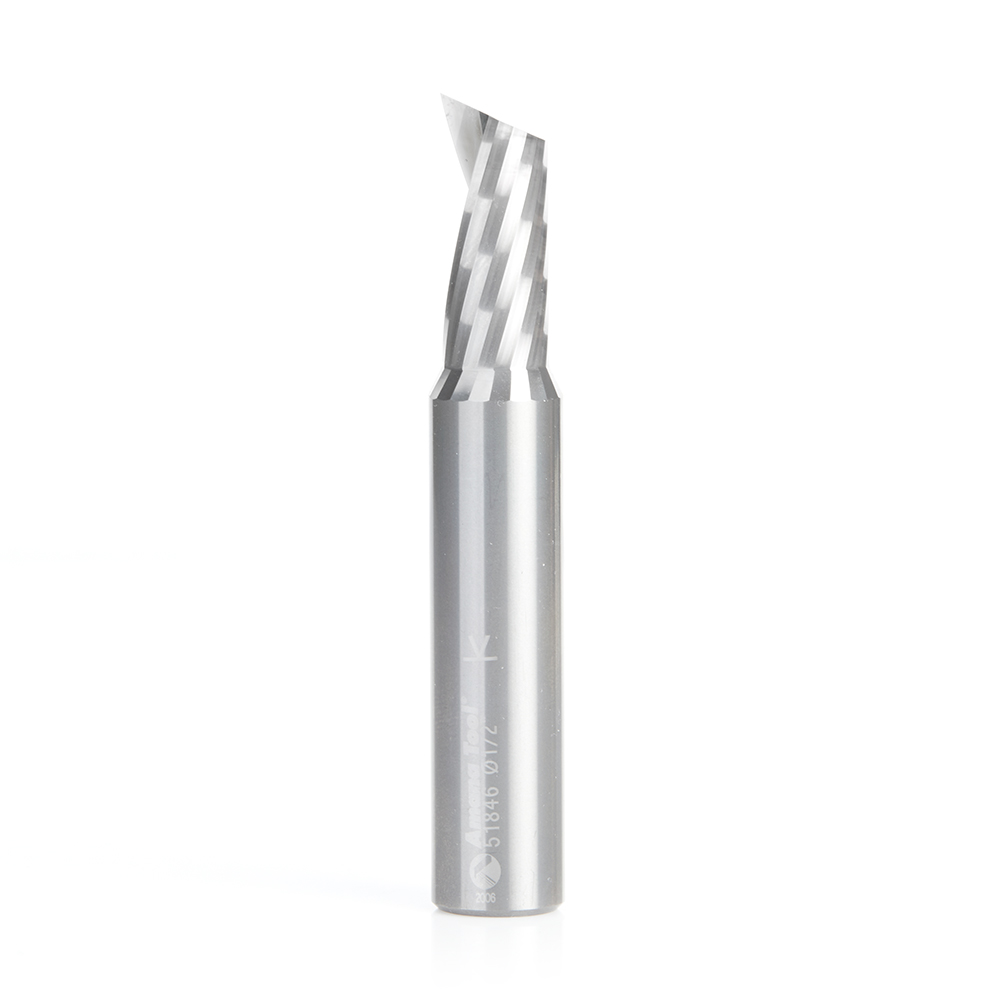 Amana 51846 Solid Carbide CNC Spiral 'O' Single Flute, Aluminum Cutting 1/2 Dia x 1 x 1/2 Shank x 3 Inch Long Up-Cut Router Bit