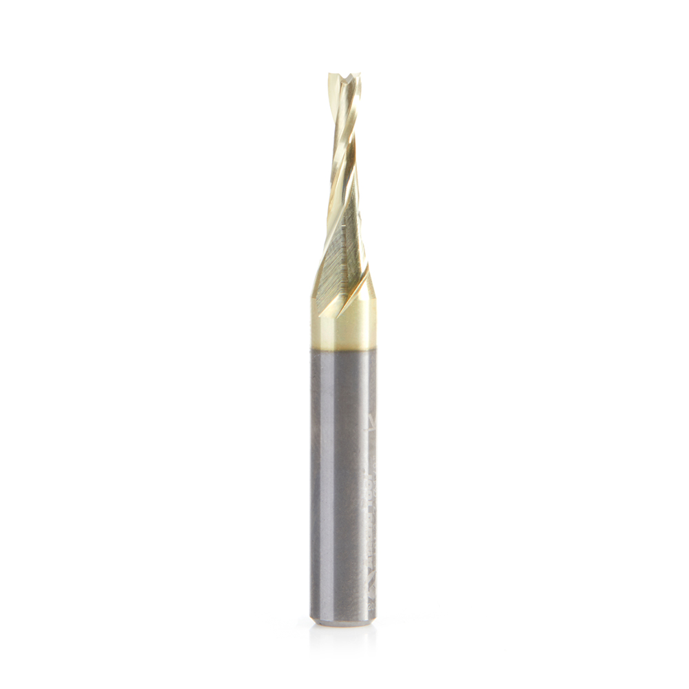 Amana 51852-Z Solid Carbide CNC Spiral 'O' Flute, Aluminum Cutting 1/8 Dia x 1/2 x 1/4 Shank Up-Cut ZrN Coated Router Bit