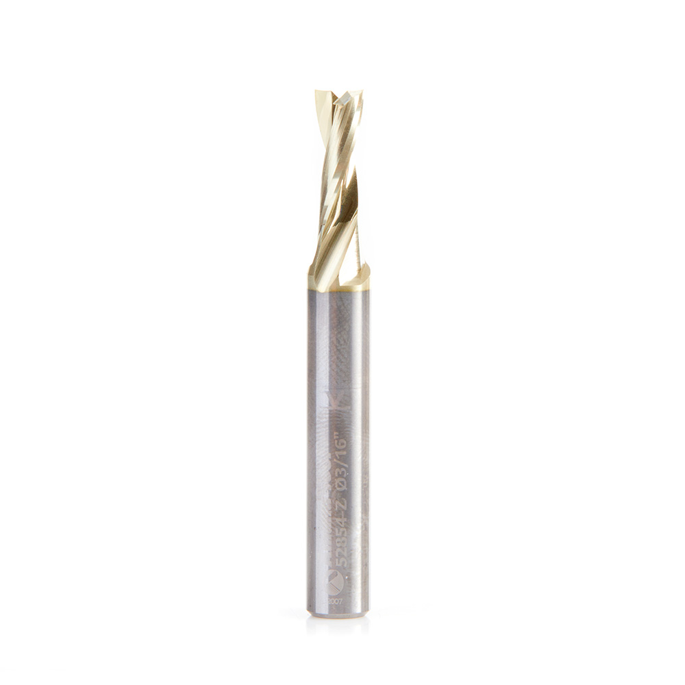 Amana 51854-Z Solid Carbide CNC Spiral 'O' Flute, Aluminum Cutting 3/16 Dia x 1/2 x 1/4 Shank Up-Cut ZrN Coated Router Bit
