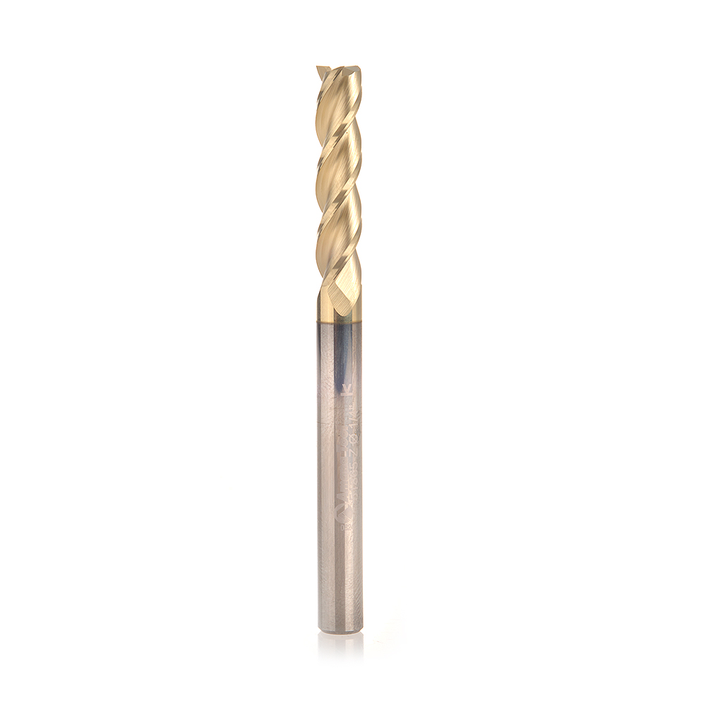 Amana 51865-Z CNC Solid Carbide Aluminum Cutting x 1/4 Dia x 1-1/8 x 1/4 Shank x 3 Inch Long x 3 Flute ZrN Coated Up-Cut End Mill