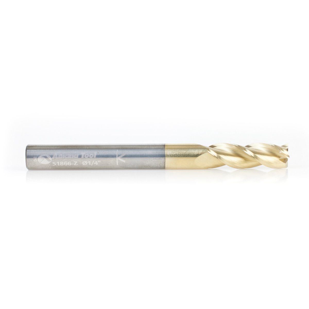 Amana 51866-Z CNC Solid Carbide Aluminum Cutting x 1/4 Dia x 3/4 x 1/4 Shank x 2-1/2 Inch Long x 3 Flute ZrN Coated Up-Cut End Mill