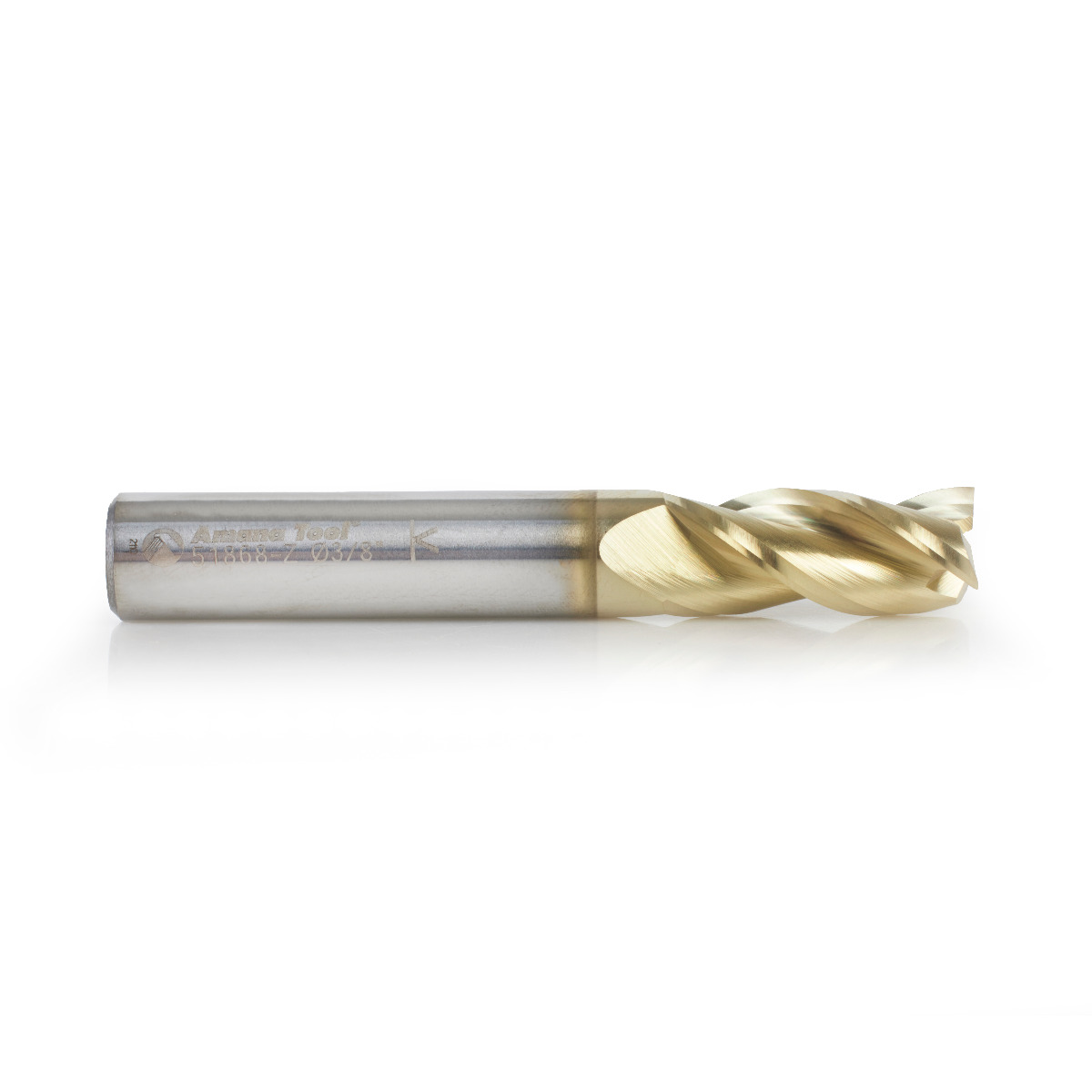 Amana 51868-Z CNC Solid Carbide Aluminum Cutting x 3/8 Dia x 7/8 x 3/8 Shank x 2-1/2 Inch Long x 3 Flute ZrN Coated Up-Cut End Mill