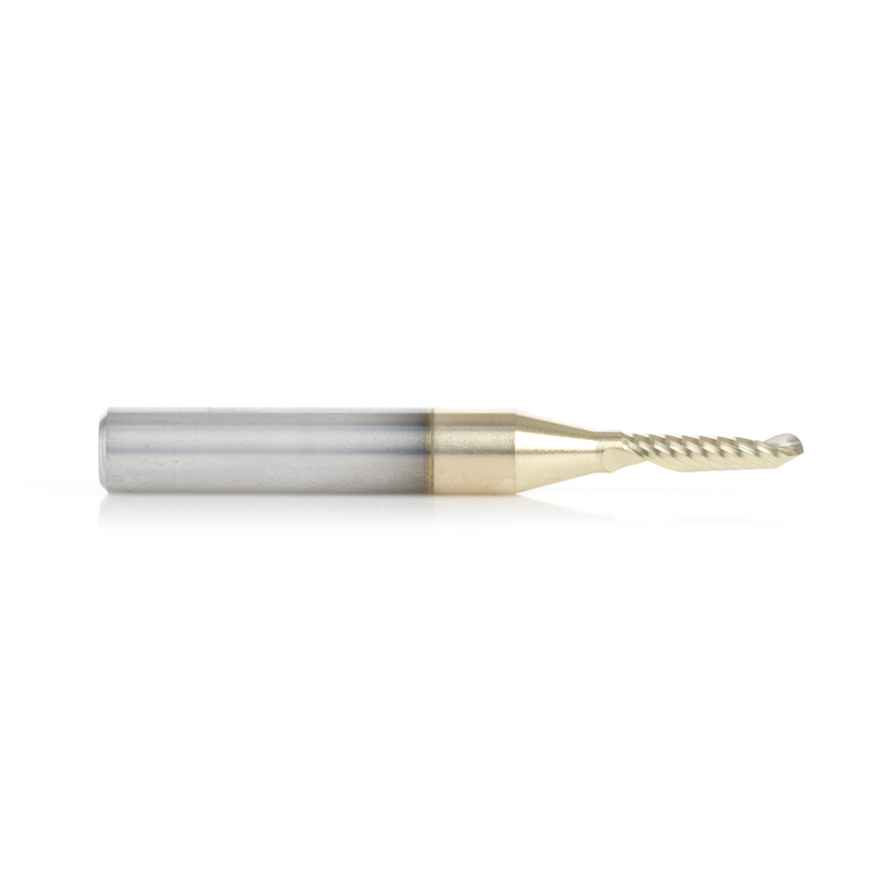 Amana 51876-Z Solid Carbide CNC Spiral 'O' Flute Ball Nose Up-Cut, Aluminum Cutting 1/16 R x 1/8 Dia x 1/2 x 1/4 Shank ZrN Coated Router Bit