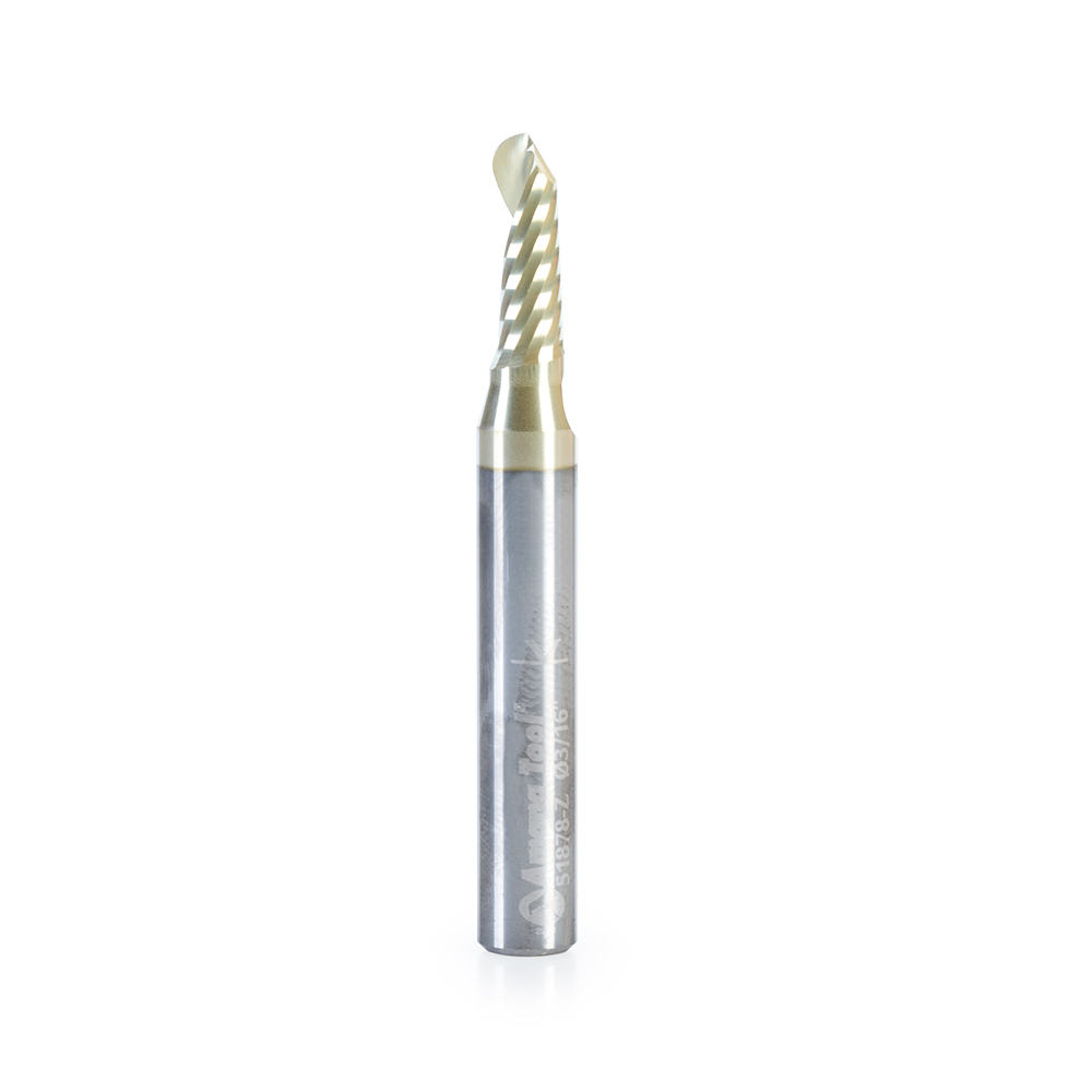 Amana 51878-Z Solid Carbide CNC Spiral 'O' Flute Ball Nose Up-Cut, Aluminum Cutting 3/32 R x 3/16 Dia x 1/2 x 1/4 Shank ZrN Coated Router Bit