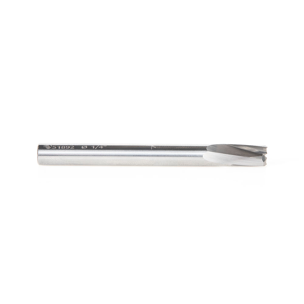 Amana 51892 Solid Carbide Slow Spiral O Flute Acrylic Cutting 1/4 Dia x 3/8 x 1/4 Inch Shank Up-Cut Router Bit