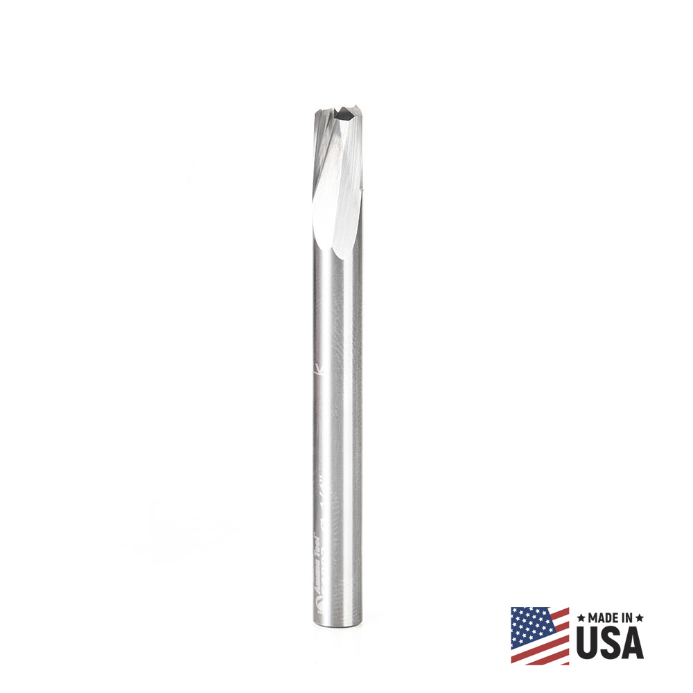 Amana 51892 Solid Carbide Slow Spiral O Flute Acrylic Cutting 1/4 Dia x 3/8 x 1/4 Inch Shank Up-Cut Router Bit