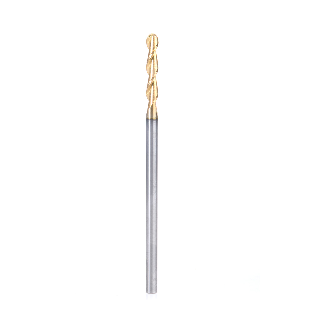 Amana 51904-Z Solid Carbide CNC Spiral 'O' Flute Ball Nose Up-Cut, Aluminum Cutting 3/32 R x 3/16 Dia x 1 x 3/16 Shank ZrN Coated Router Bit