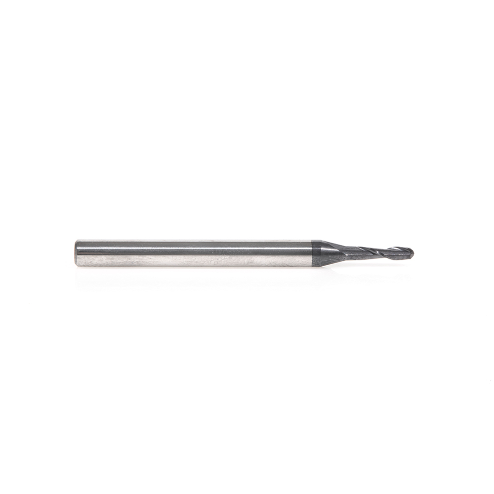 Amana 51910 High Performance Solid Carbide CNC Steel, Stainless Steel & Composite Cutting Variable Helix Spiral Ball Nose with AlTiN Coating 2-Flute x 1/32 Radius x 1/16 Dia x 3/16 x 1/8 Shank x 1-1/2 Inch Long Up-Cut Router Bit/End Mill