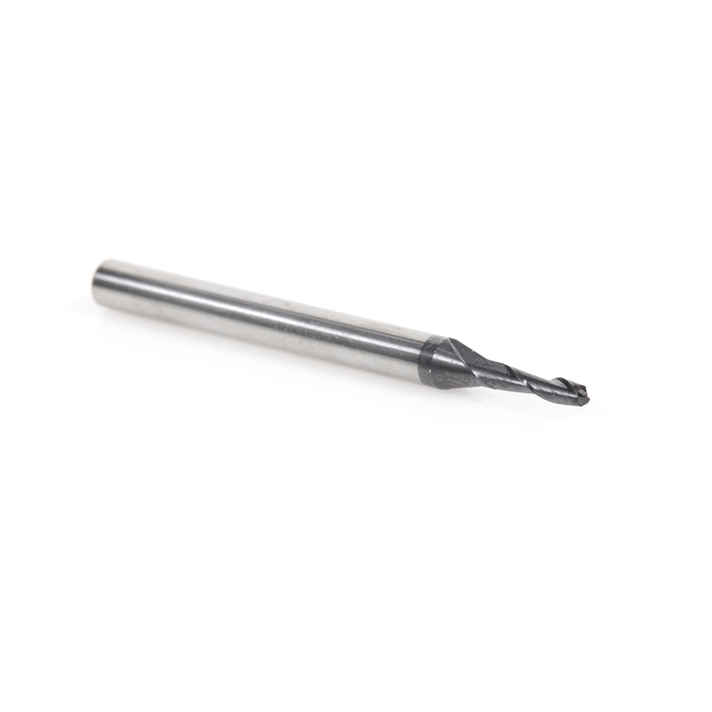 Amana 51910 High Performance Solid Carbide CNC Steel, Stainless Steel & Composite Cutting Variable Helix Spiral Ball Nose with AlTiN Coating 2-Flute x 1/32 Radius x 1/16 Dia x 3/16 x 1/8 Shank x 1-1/2 Inch Long Up-Cut Router Bit/End Mill