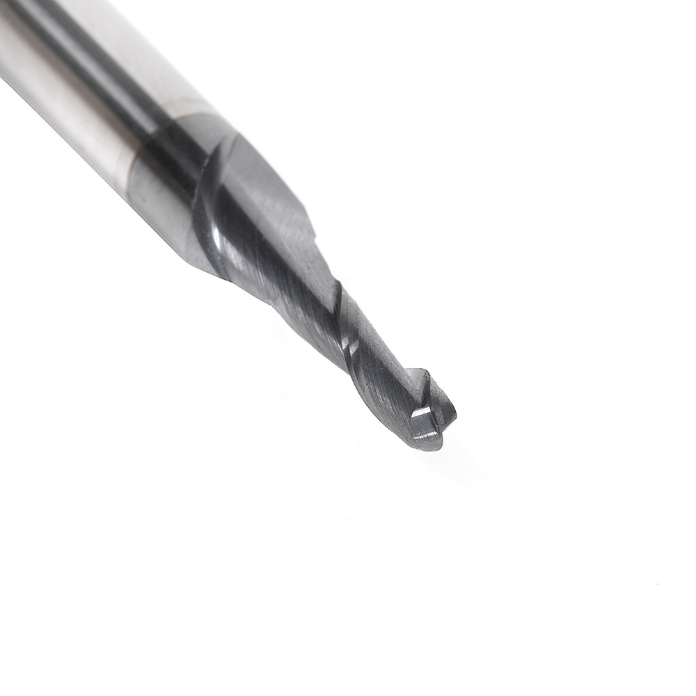 Amana 51911 High Performance Solid Carbide CNC Steel, Stainless Steel & Composite Cutting Variable Helix Spiral Ball Nose with AlTiN Coating 2-Flute x 1/16 Radius x 1/8 Dia x 1/2 x 1/4 Shank x 2 Inch Long Up-Cut Router Bit/End Mill