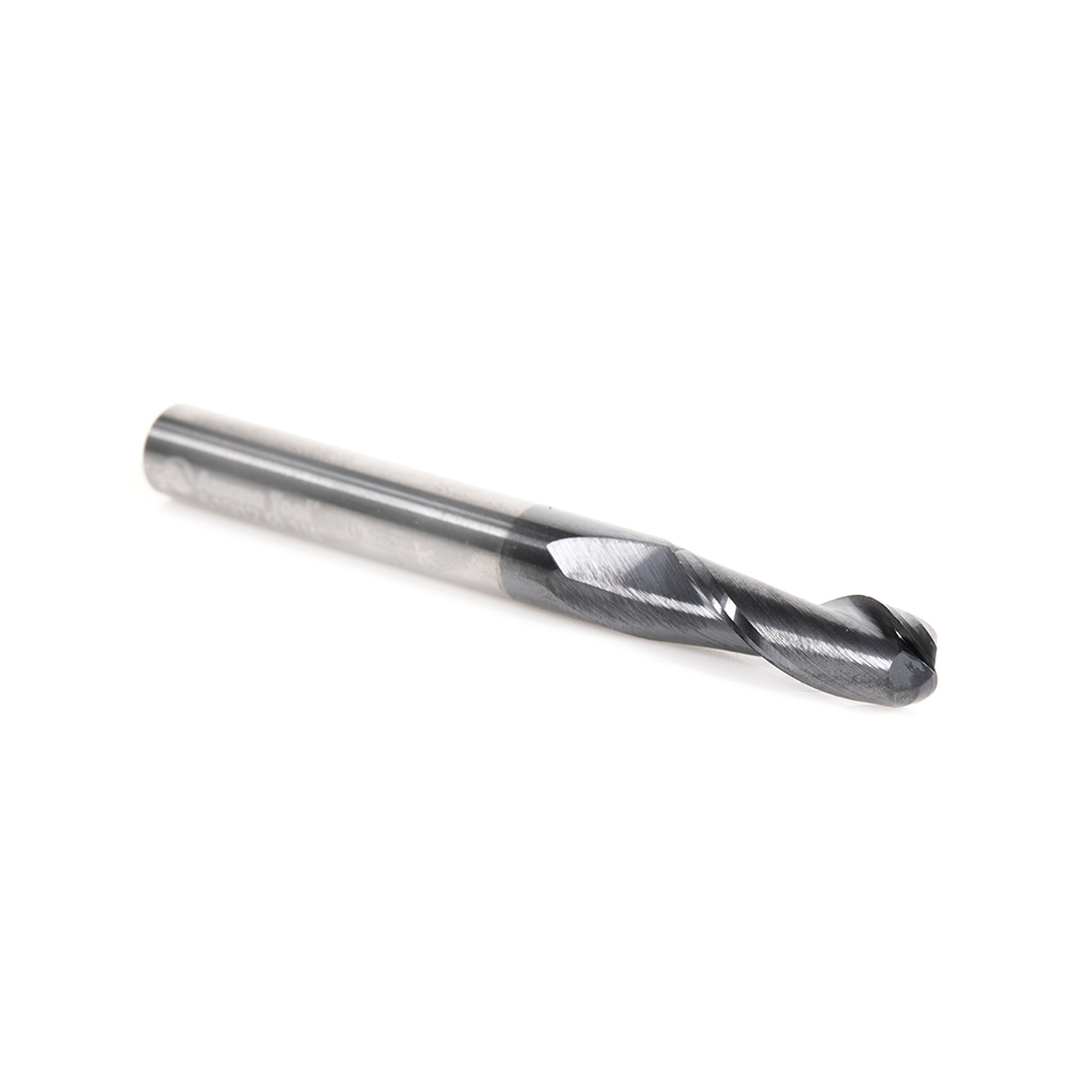Amana 51912 High Performance Solid Carbide CNC Steel, Stainless Steel & Composite Cutting Variable Helix Spiral Ball Nose with AlTiN Coating 2-Flute x 1/8 Radius x 1/4 Dia x 3/4 x 1/4 Shank x 2-1/2 Inch Long Up-Cut Router Bit/End Mill