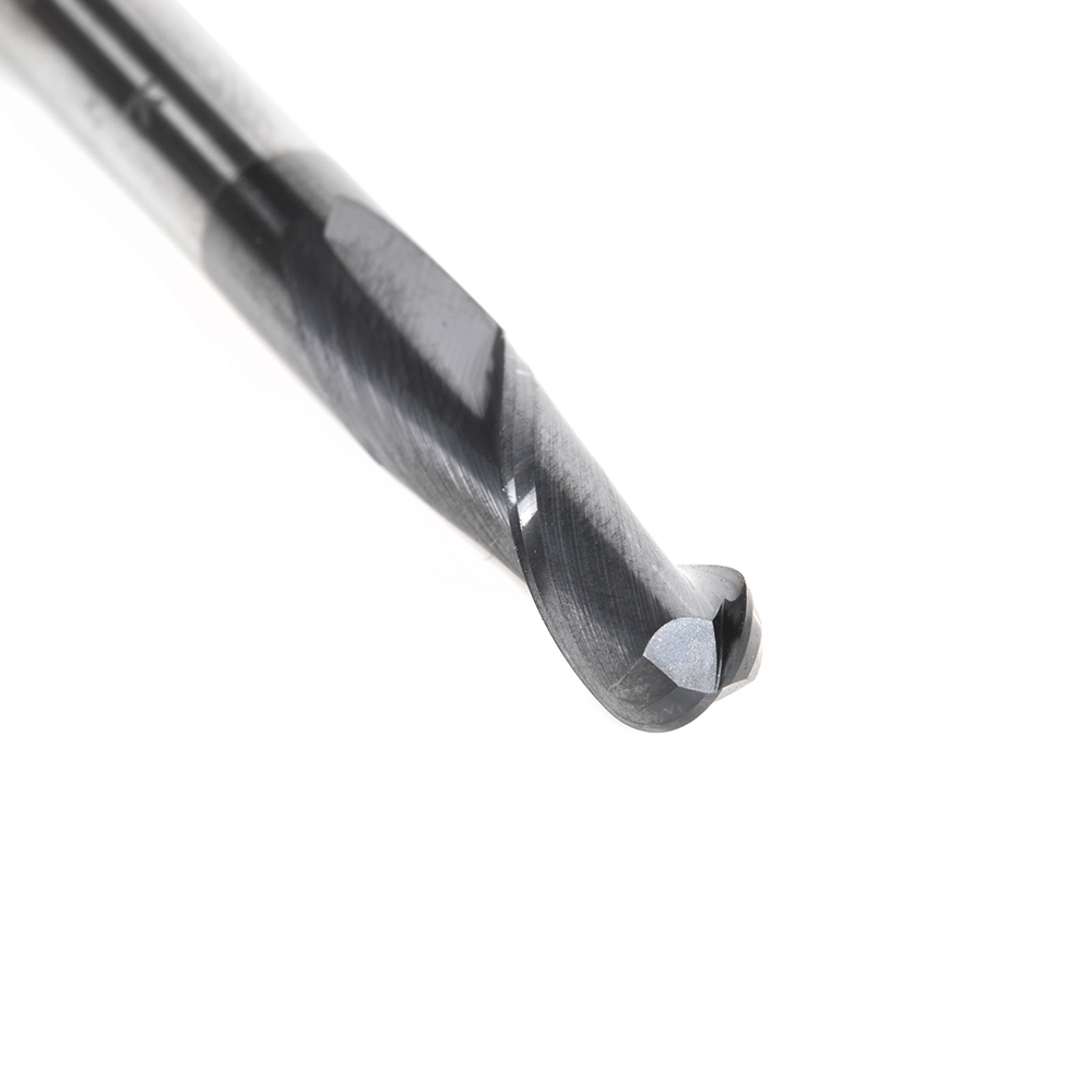 Amana 51912 High Performance Solid Carbide CNC Steel, Stainless Steel & Composite Cutting Variable Helix Spiral Ball Nose with AlTiN Coating 2-Flute x 1/8 Radius x 1/4 Dia x 3/4 x 1/4 Shank x 2-1/2 Inch Long Up-Cut Router Bit/End Mill