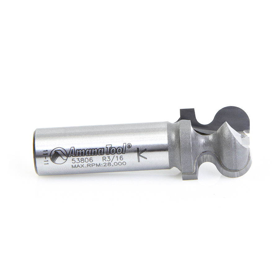 Amana 53806 Carbide Tipped Finger Grip 3/32 x 3/16 Radius x 3/4 Dia x 3/4 x 1/2 Inch Shank
