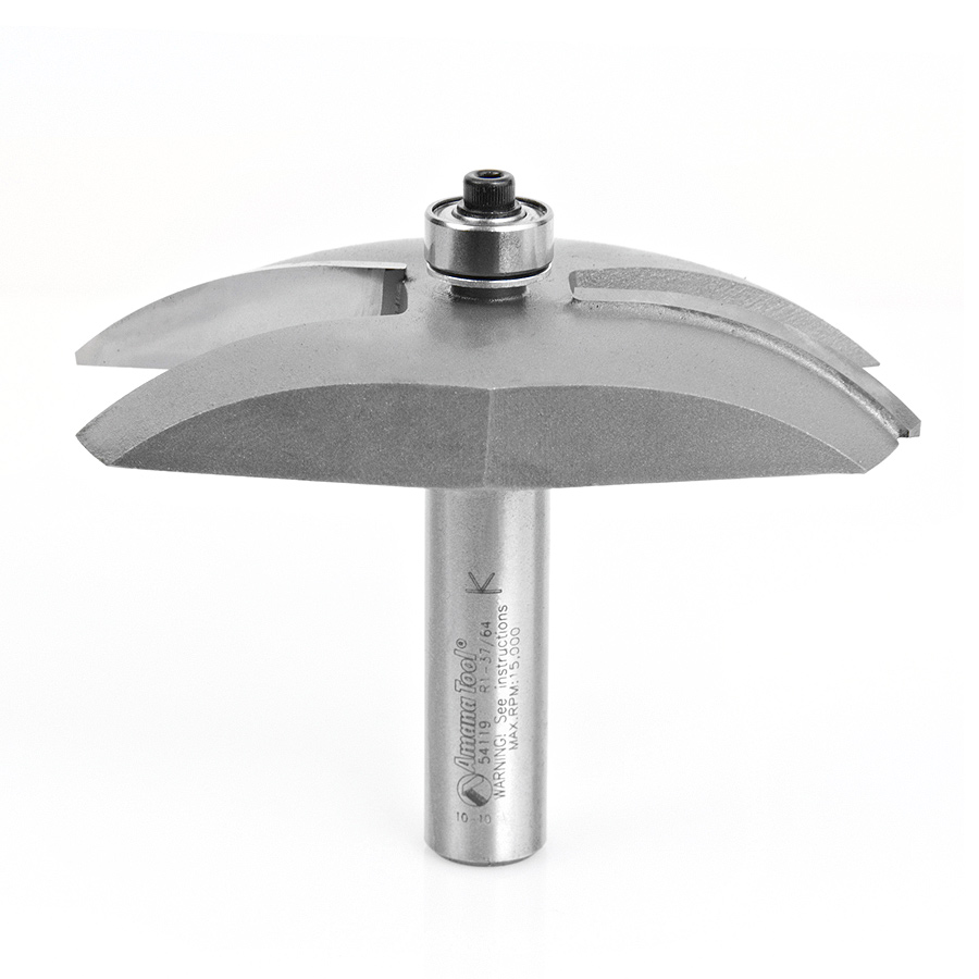 Amana 54119 Carbide Tipped Cove Raised Panel 1-9/16 Radius x 3-3/8 Dia x 1/2 x 1/2 Inch Shank