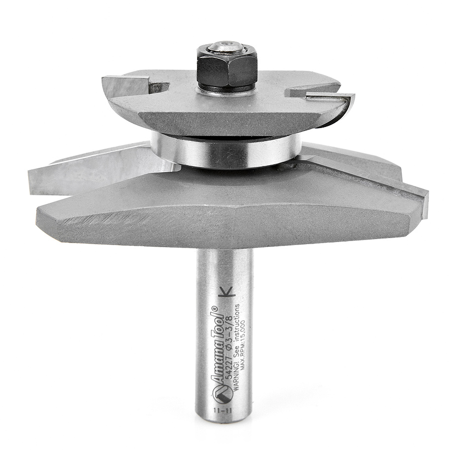 Amana 54227 Carbide Tipped Traditional Raised Panel with Back Cutter 15 Deg x 1-3/8 Angle x 3-3/8 Dia x 1-1/16 x 1/2 Inch Shank