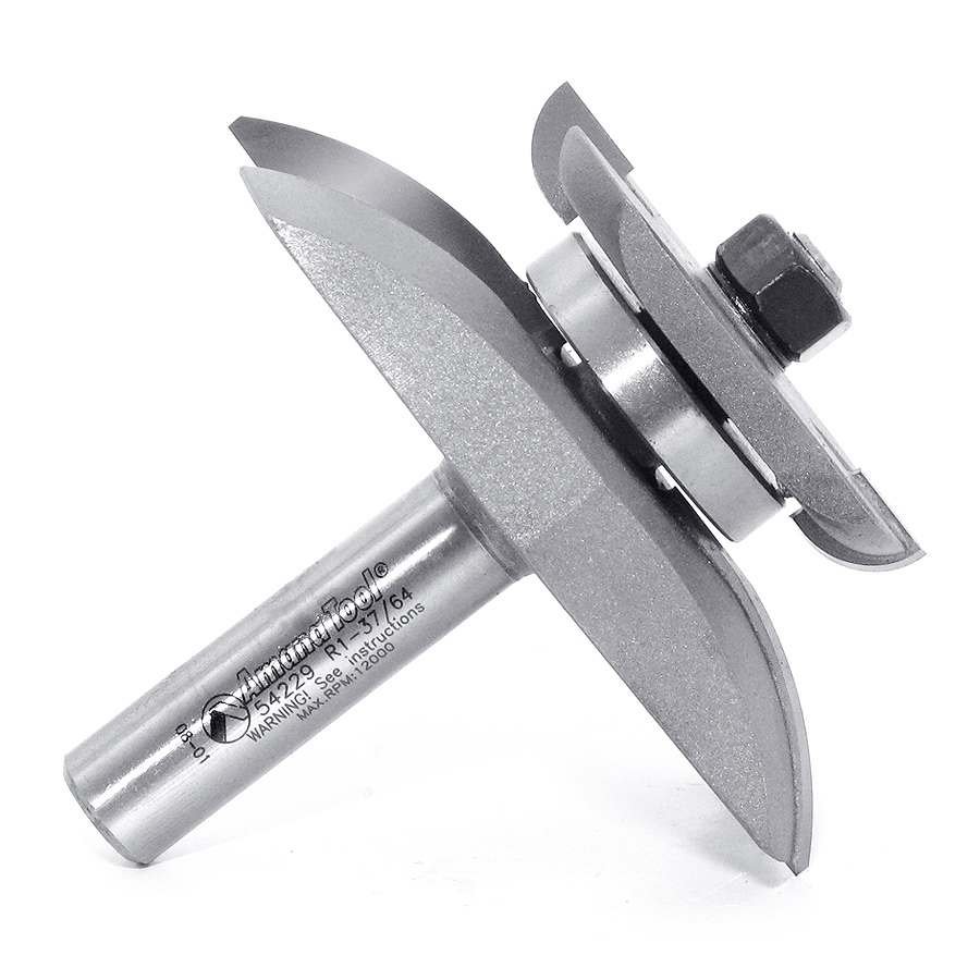 Amana 54229 Carbide Tipped Cove Raised Panel with Back Cutter 1-9/16 Radius x 3-3/8 Dia x 1-1/16 x 1/2 Inch Shank