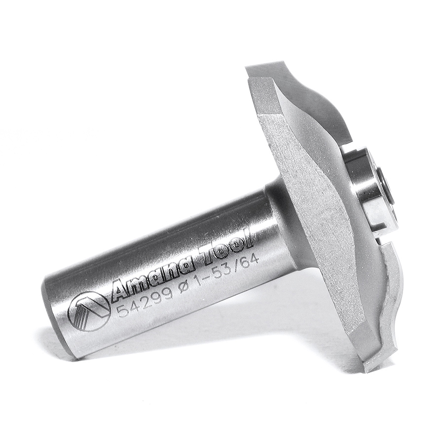 Amana 54299 Carbide Tipped Base Molding Ogee Edge Detail with BB 19/64 x 13/32 Radius x 1-53/64 Dia x 3/8 x 1/2 Inch Shank