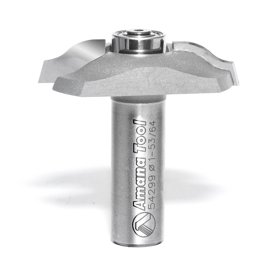 Amana 54299 Carbide Tipped Base Molding Ogee Edge Detail with BB 19/64 x 13/32 Radius x 1-53/64 Dia x 3/8 x 1/2 Inch Shank